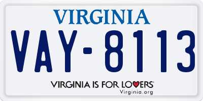 VA license plate VAY8113