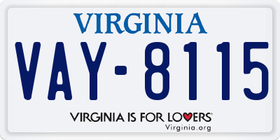 VA license plate VAY8115