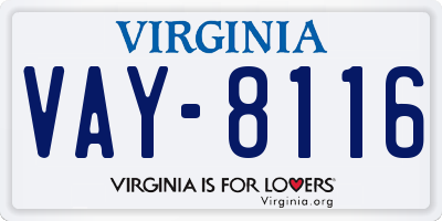 VA license plate VAY8116