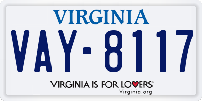 VA license plate VAY8117
