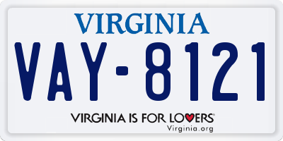 VA license plate VAY8121