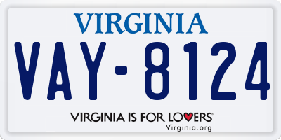 VA license plate VAY8124