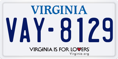 VA license plate VAY8129