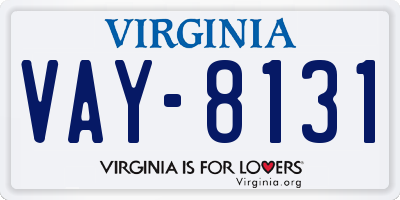VA license plate VAY8131