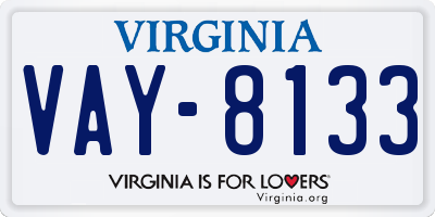 VA license plate VAY8133