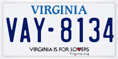 VA license plate VAY8134
