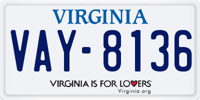 VA license plate VAY8136