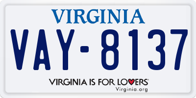 VA license plate VAY8137