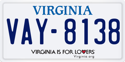 VA license plate VAY8138