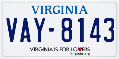 VA license plate VAY8143