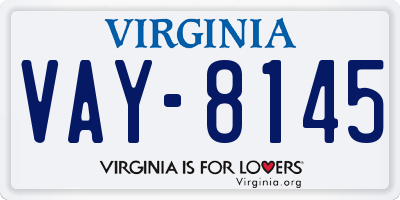 VA license plate VAY8145