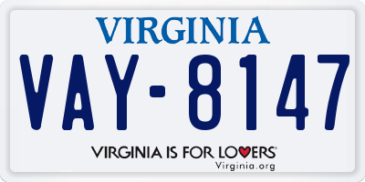 VA license plate VAY8147