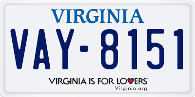 VA license plate VAY8151