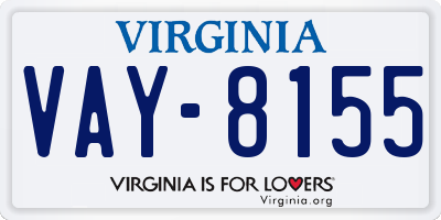 VA license plate VAY8155