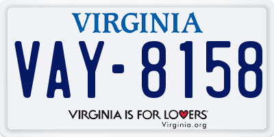 VA license plate VAY8158