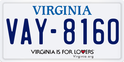 VA license plate VAY8160