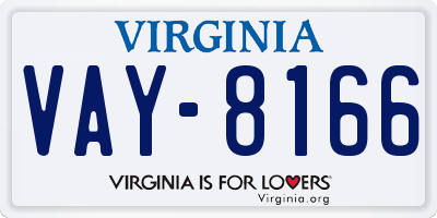 VA license plate VAY8166