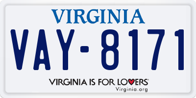 VA license plate VAY8171