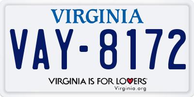 VA license plate VAY8172