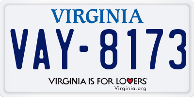 VA license plate VAY8173