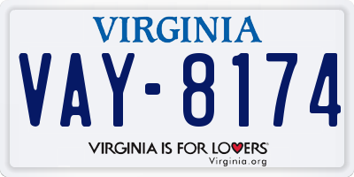 VA license plate VAY8174