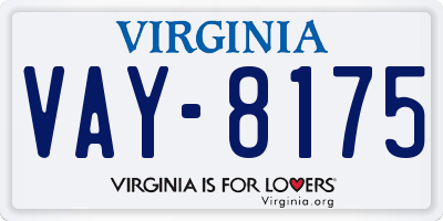VA license plate VAY8175