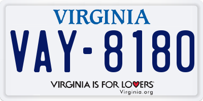 VA license plate VAY8180