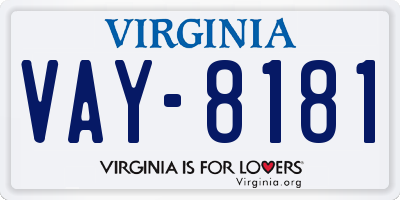 VA license plate VAY8181