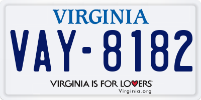 VA license plate VAY8182