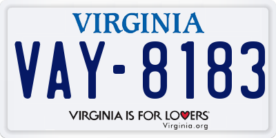 VA license plate VAY8183