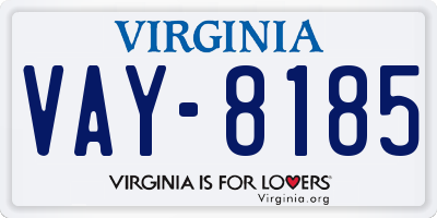 VA license plate VAY8185