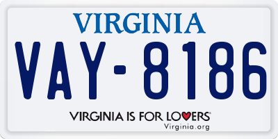 VA license plate VAY8186