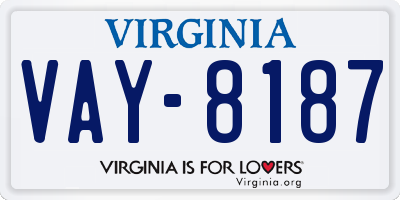 VA license plate VAY8187