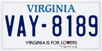 VA license plate VAY8189