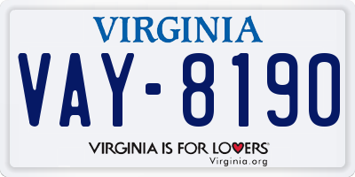VA license plate VAY8190