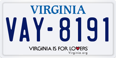 VA license plate VAY8191