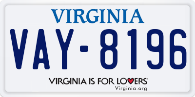 VA license plate VAY8196