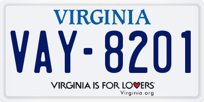 VA license plate VAY8201