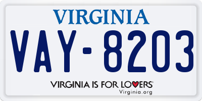 VA license plate VAY8203