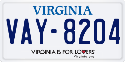 VA license plate VAY8204