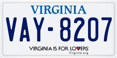 VA license plate VAY8207