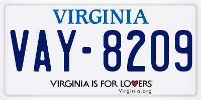 VA license plate VAY8209