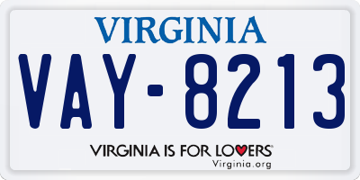 VA license plate VAY8213