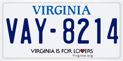 VA license plate VAY8214