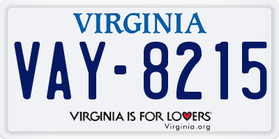 VA license plate VAY8215