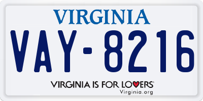 VA license plate VAY8216