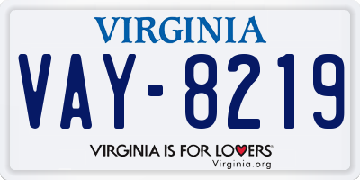 VA license plate VAY8219