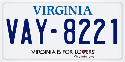 VA license plate VAY8221