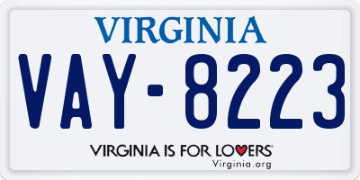VA license plate VAY8223