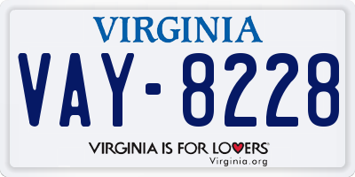 VA license plate VAY8228